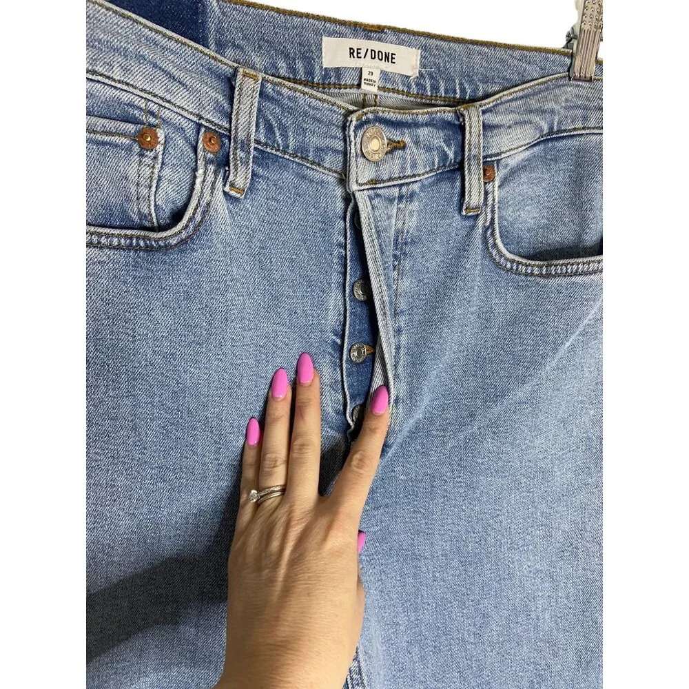 NWT RE/DONE 70'S Stove Pipe Light Wash High Rise Straight Leg Jeans-sz 30 - Picture 8 of 8